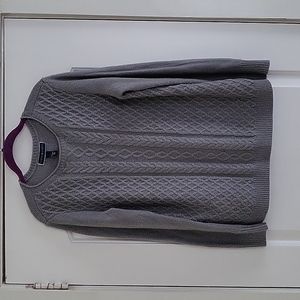 Karen Scott, Large, Grey cableknit sweater